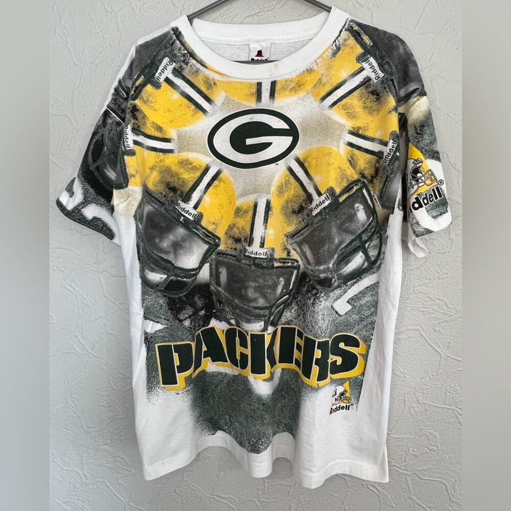 Vintage Green Bay Packers AOP Shirt 1996 Size Large SINGLE STITCH ALL OVER RARE